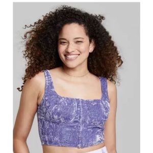 Wild Fable Violet Crushed Velvet Cropped Bustier Sz Lg